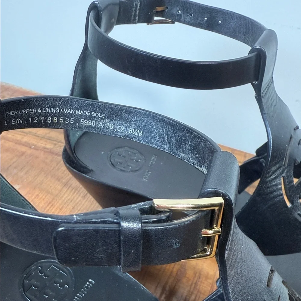 Tory Burch Black Wedge Sandals, Women’s 8.5 - Picture 9 of 9